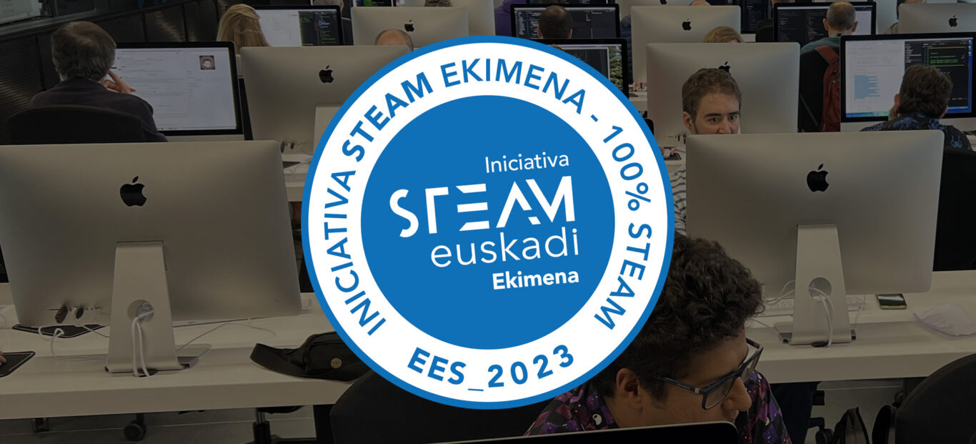 Sello STEAM Euskadi sobre imagen del campus